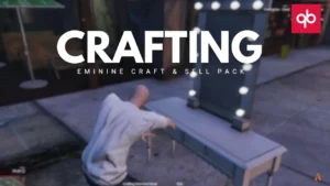 Female-focused crafting table in FiveM showing items like shoes, wigs, and accessories.