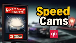 Speed camera script in action showing a vehicle flash and license plate capture in FiveM.
